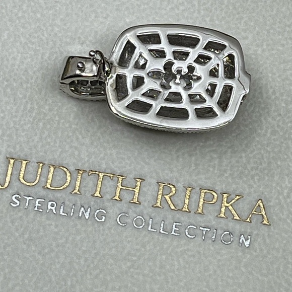 Vintage Judith Ripka Sterling Silver CZ Cluster Enhancer Pendant - Picture 4 of 16